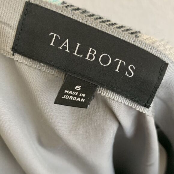 Talbots Wool Blend Blue Grey Checkered Plaid A-Line Skirt Sz 6 - Picture 5 of 6